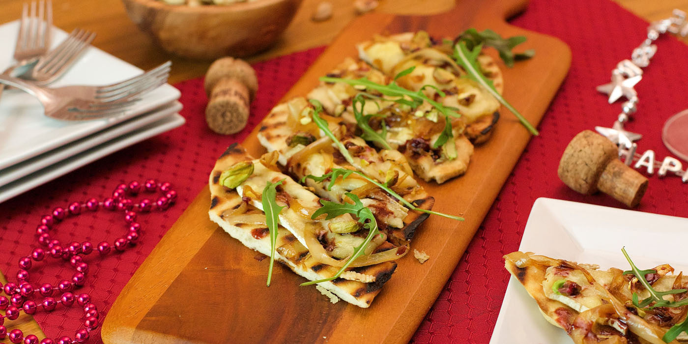 Grilled Flatbread with Brie & Elderberry-Balsamic Drizzle